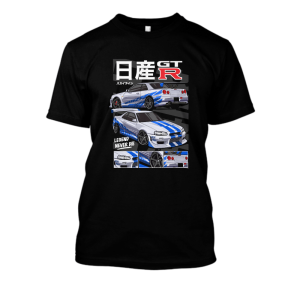 Koszulka bootleg Drift JDM - Nissan GTR XL Czarny Plecy
