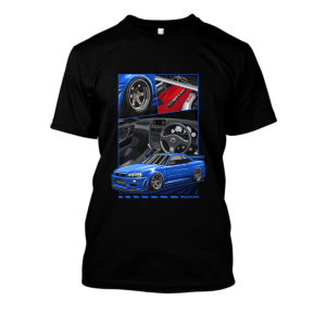 Koszulka bootleg Drift JDM - Nissan GTR 2 XXL Czarny Przód