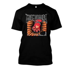 Koszulka bekowa muzyczna - meowtallica metal okładka z łapą XXL Czarny