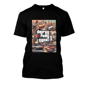 Koszulka śmieszna motoryzacja w stylu gta - Drifty Fury XXL Czarny