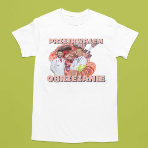 Bekowa koszulka vintage bootleg - Przetrwałem obrzezanie XXL Biały