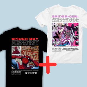 Zestaw koszulek dla niej i niego - Spider boy L L