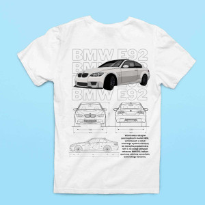 koszulka bootleg BMW e92 prezent XXL Biały Plecy
