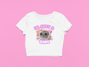 Koszulka Crop Top dla niej – im just a girl XXL Biały
