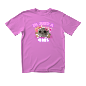 śmieszna Koszulka vintage - im just a girl XXL Różowy