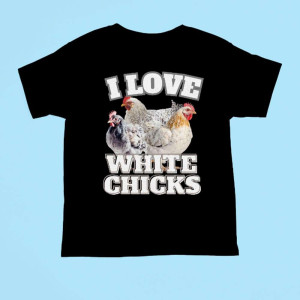 śmieszna Koszulka - i Love white chicks kury M Czarny