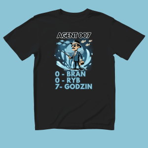 Śmieszna Koszulka na Ryby - Agent 007 XXL Czarny