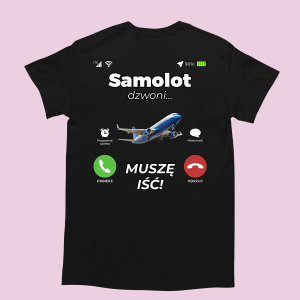Śmieszna koszulka na urodziny - Samolot dzwoni XXL Czarny