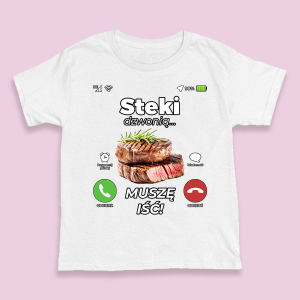 Śmieszna koszulka na urodziny - Steki dzwonią L Biały
