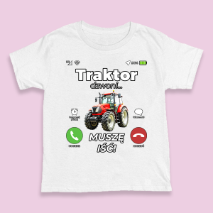 Śmieszna koszulka na urodziny - Traktor dzwoni XXL Biały