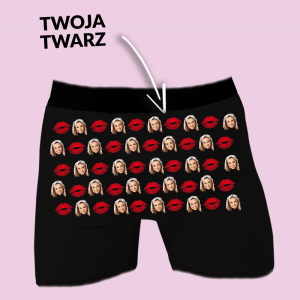Bokserki z twoją twarzą - Całus Czarne XXL