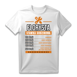 Śmieszna koszulka urodziny Florysta stawka godzinowa XXL Biały
