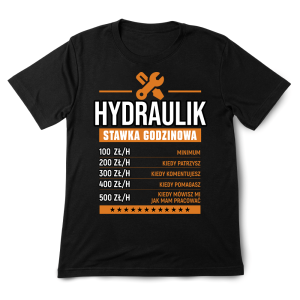 Śmieszna koszulka urodziny Hydraulik stawka godzinowa XXL Czarny