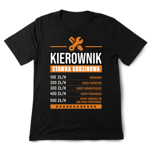 Śmieszna koszulka urodziny Kierownik stawka godzinowa XXL Czarny