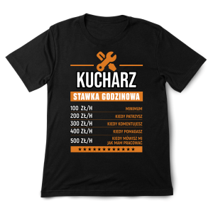Śmieszna koszulka urodziny Kucharz stawka godzinowa XXL Czarny