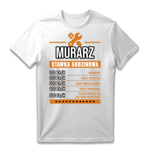 Śmieszna koszulka urodziny Murarz stawka godzinowa XXL Biały