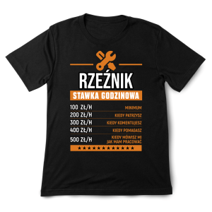 Śmieszna koszulka urodziny rzeźnik stawka godzinowa XXL Czarny