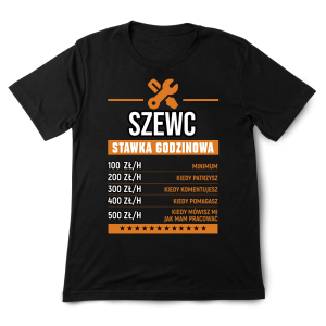 Śmieszna koszulka urodziny Szewc stawka godzinowa XXL Czarny