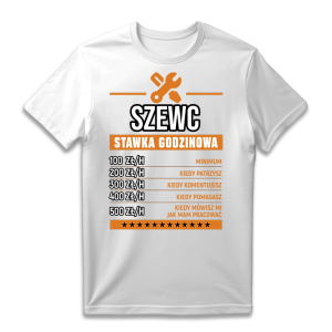 Śmieszna koszulka urodziny Szewc stawka godzinowa XXL Biały