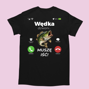 Śmieszna koszulka na urodziny - Wędka dzwoni XXL Czarny