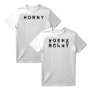 Koszulka z ukrytym tekstem Horny XXL Biały