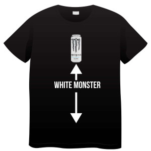 Bekowa koszulka Śmieszna - White monster XXL Czarny