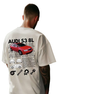 Koszulka Moto oversize jdm drift - Audi S3 8L XXL Biały