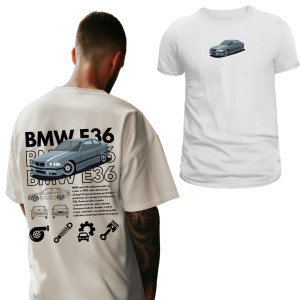 Koszulka Moto oversize jdm drift - BMW e36 jazda 3XL Biały
