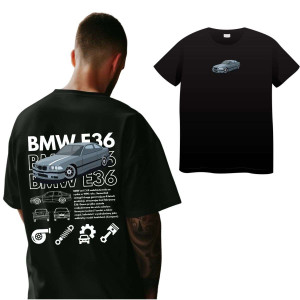 Koszulka Moto oversize jdm drift - BMW e36 jazda 3XL Czarny