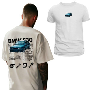 Koszulka Moto oversize jdm drift - BMW e30 jazda XXL Biały