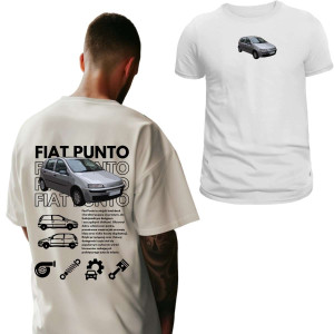 Koszulka Moto oversize jdm drift - Fiat punto XXL Biały