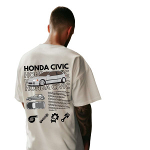 Koszulka Moto oversize jdm drift - honda civic nocna jazda XXL Biały