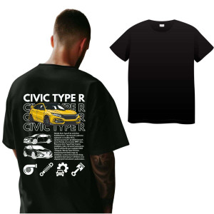Koszulka Moto oversize jdm drift - honda civic type r nocna XXL Czarny