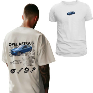 Koszulka Moto oversize jdm drift - Opel astra G XXL Biały