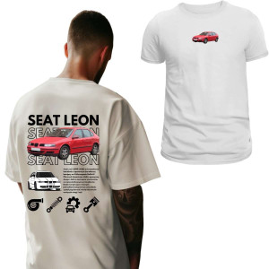 Koszulka Moto oversize jdm drift - seat leon S Biały