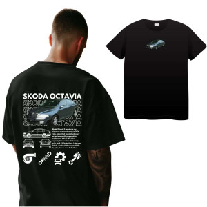 Koszulka Moto oversize jdm drift - skoda octavia XXL Czarny
