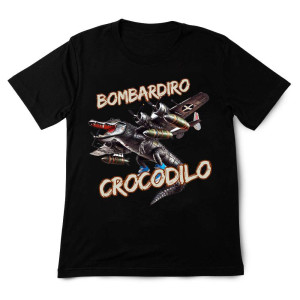 Koszulka memy śmieszna - Crocodilo Bombardiro XXL Czarny