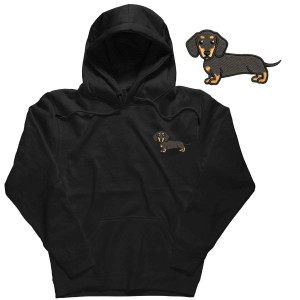 Bluza hoodie z haftowanym psem - Jamniczek XXL Czarny