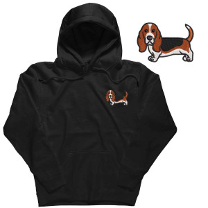 Bluza hoodie z haftowanym psem - Basset XXL Czarny