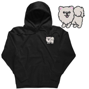 Bluza hoodie z haftowanym psem - Pomeranian 3XL Czarny