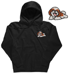 Bluza hoodie z haftowanym psem - maltańczyk XXL Czarny