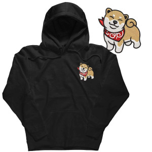 Bluza hoodie z haftowanym psem - Shiba Inu 3XL Czarny