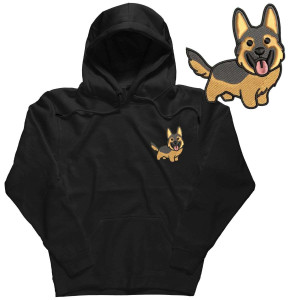 Bluza hoodie z haftem psa - Owczarek niemiecki XXL Czarny