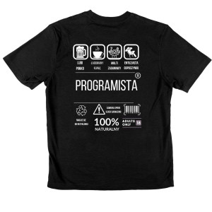śmieszna Koszulka dla Programisty -programista opis XXL Czarny