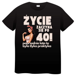Śmieszna koszulka na 40 urodziny 40stkę - życie zaczyna się XXL Czarny