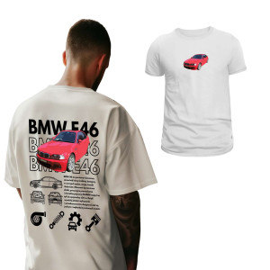 Koszulka samochodowa - BMW e46 bootleg XXL Biały