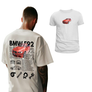 Koszulka samochodowa - BMW e92 bootleg XXL Biały