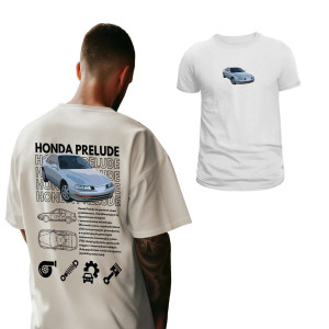 Koszulka samochodowa nadruk - Honda prelude XXL Biały