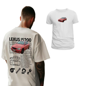 Koszulka samochodowa JDM - Lexus is200 nocna jazda XXL Biały