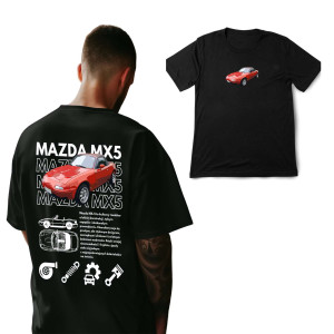 Koszulka samochodowa JDM - Mazda mx5 XXL Czarny